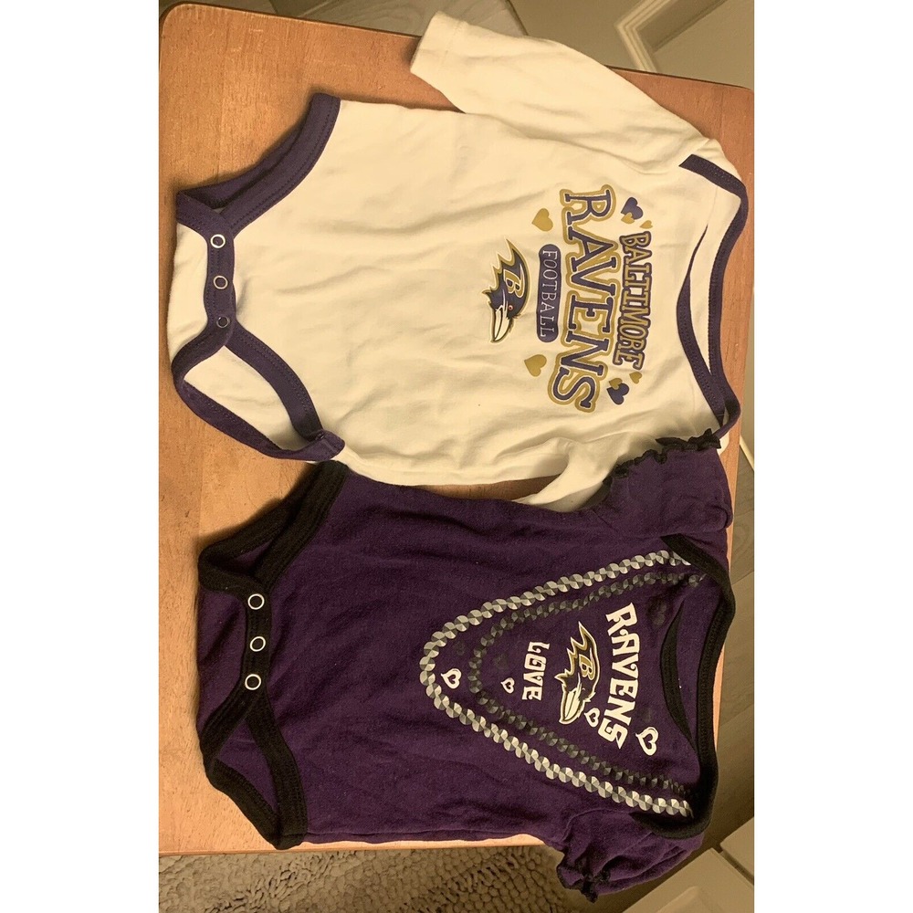 Set Of 2 Infant Unisex Baltimore Ravens 0/3M One piece‎  1 White 1 Purple NFL